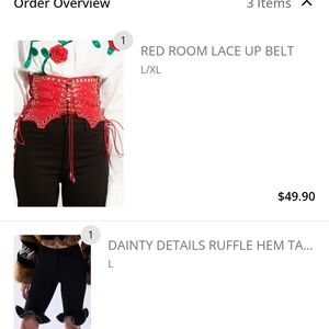 Red Lace-Up Corset Belt